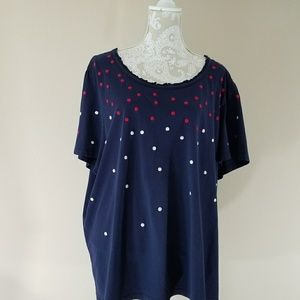 Liz & Me 2X Top Shirt Red White Blue